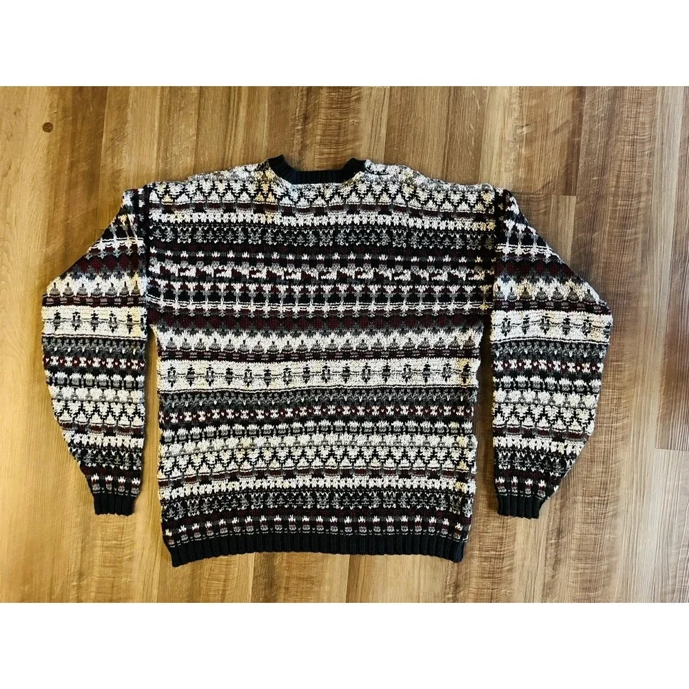 Vintage Woolrich Sweater Mens XL Multicolor Fair Isle Crewneck Knit Made USA
